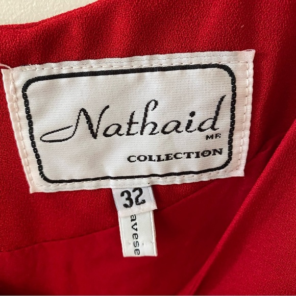 Vintage Red Dress with Flower Appliqués - Picture 8 of 13